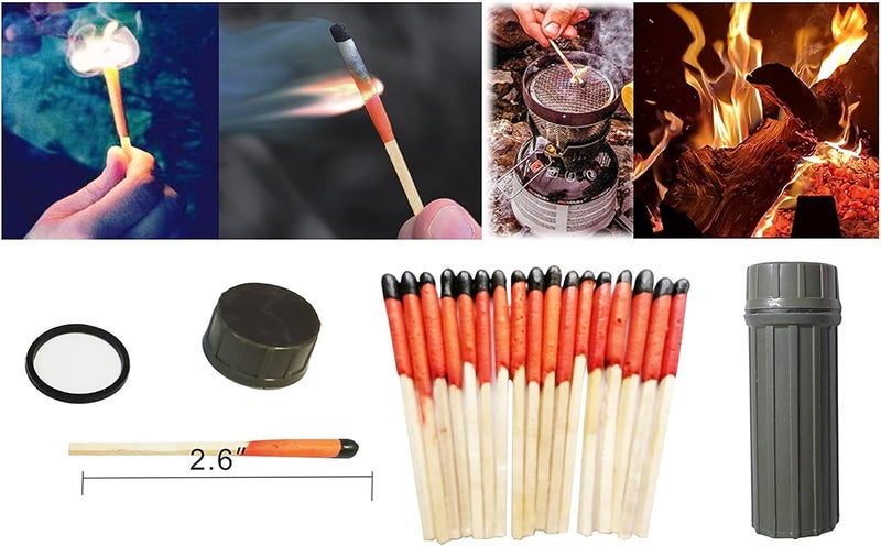 eGreen99 Emergency Fire Starter | Windproof & Waterproof Storm Matches with Waterproof Case & Wax Rope | Survival Gear for Camping, Hiking, Bushcraft, Outdoor Survival - Image 2